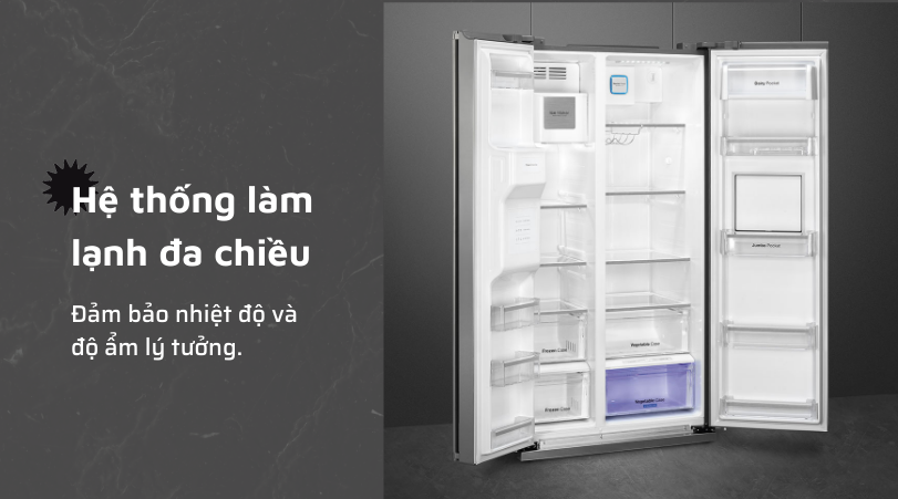 Hệ thống làm lạnh đa chiều Tủ lạnh SMEG SBS662X 535.14.999